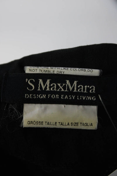 S Max Mara Women's Round Neck Short Sleeves A-Line Midi Dress Black Size 8