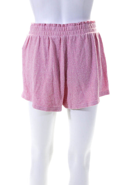 Love Shack Fancy Womens Pull On Shorts Pink Cotton Blend Size Medium