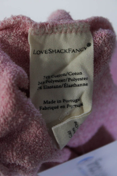 Love Shack Fancy Womens Pull On Shorts Pink Cotton Blend Size Medium