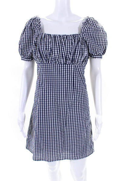 Forever That Girl Womens Puff Sleeve Square Neck Sheath Dress Navy White Size XS