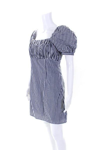 Forever That Girl Womens Puff Sleeve Square Neck Sheath Dress Navy White Size XS