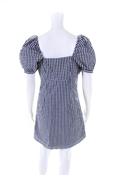 Forever That Girl Womens Puff Sleeve Square Neck Sheath Dress Navy White Size XS