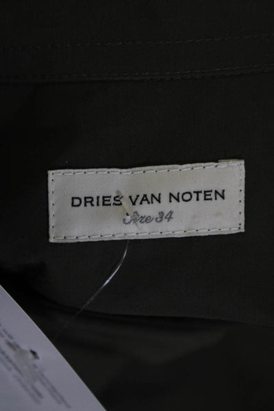 Dries Van Noten Womens Oversize Technical Weave Button Up Jacket Green Size EU34