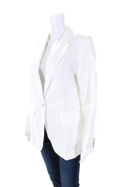 White Label Womens Linen Twill One Button Notched Blazer Jacket White Size 8