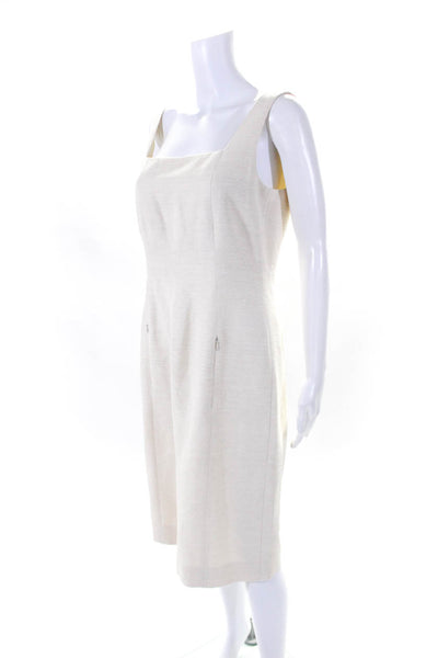 Akris Punto Womens Sleeveless Sheath Dress Blazer Jacket Set Ecru Silk Size 8