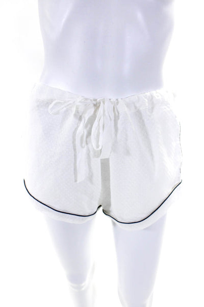 Solid & Striped Womens Drawstring Cuffed Short Shorts White Black Cotton Size XS