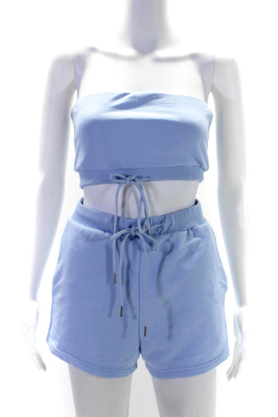 Superdown Women's Drawstring Waist Two Piece Short Set Blue Size S