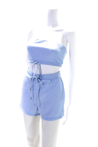 Superdown Women's Drawstring Waist Two Piece Short Set Blue Size S