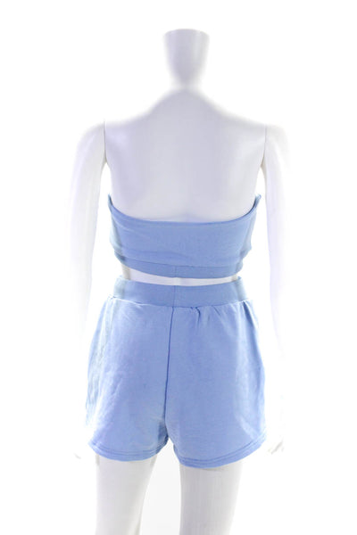 Superdown Women's Drawstring Waist Two Piece Short Set Blue Size S