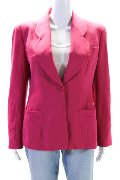 Giorgio Armani Womens Wool Darted Collared Button Long Sleeve Blazer Pink Size 6