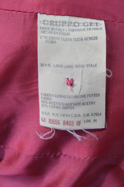 Giorgio Armani Womens Wool Darted Collared Button Long Sleeve Blazer Pink Size 6