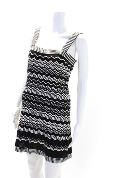 Missoni For Target Womens Square Neck Striped Knit Mini Dress Black White Size M