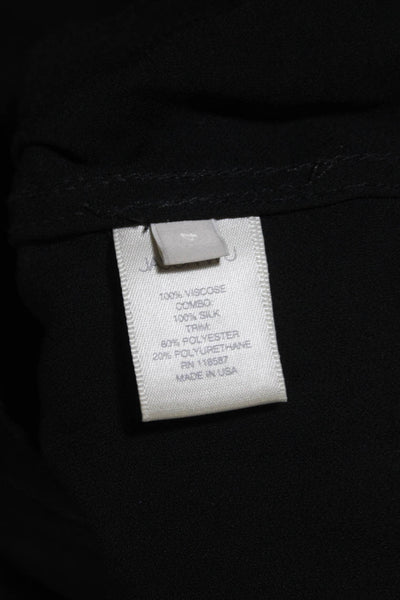 Jason Wu Womens Black Silk Sheer High Neck Full Zip Long Sleeve Jacket Size 4