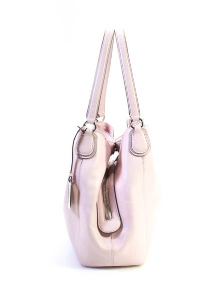 Coach Womens Light Pink Leather Zip Medium Satchel Bag Handbag