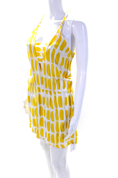 Karina Grimaldi Womens Printed A Line Dress Yellow White Size Extra Small