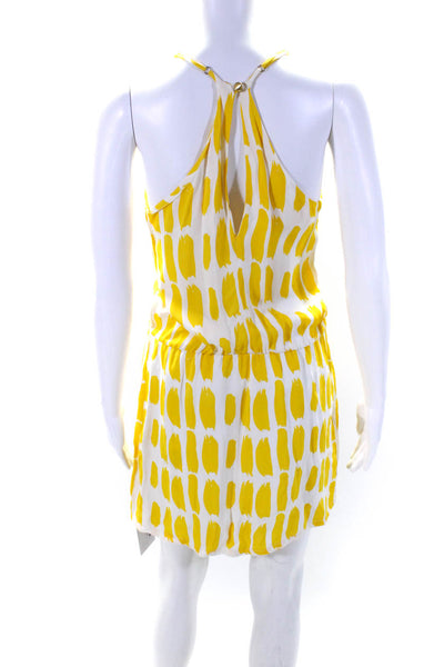 Karina Grimaldi Womens Printed A Line Dress Yellow White Size Extra Small