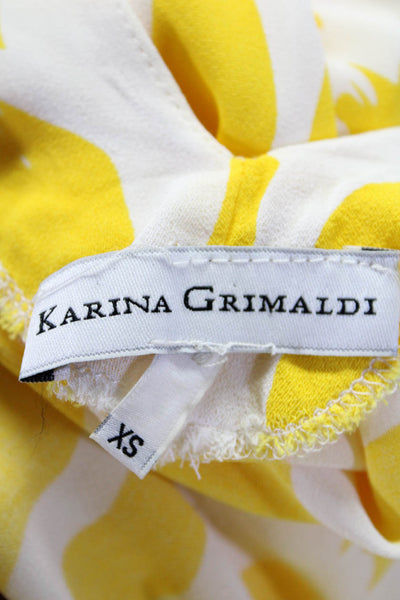 Karina Grimaldi Womens Printed A Line Dress Yellow White Size Extra Small