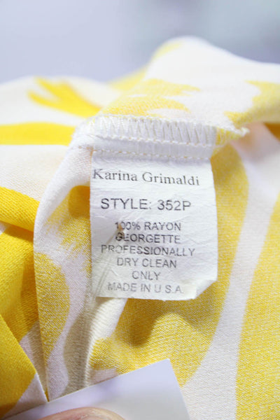 Karina Grimaldi Womens Printed A Line Dress Yellow White Size Extra Small