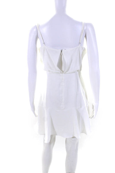 BCBG Max Azria Womens Cowl Neck Sleeveless A Line Dress White Size Small