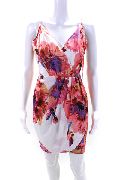 Yumi Kim Womens Floral Print Sleeveless Dress White Pink Size Small