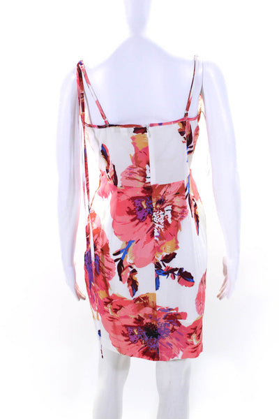 Yumi Kim Womens Floral Print Sleeveless Dress White Pink Size Small