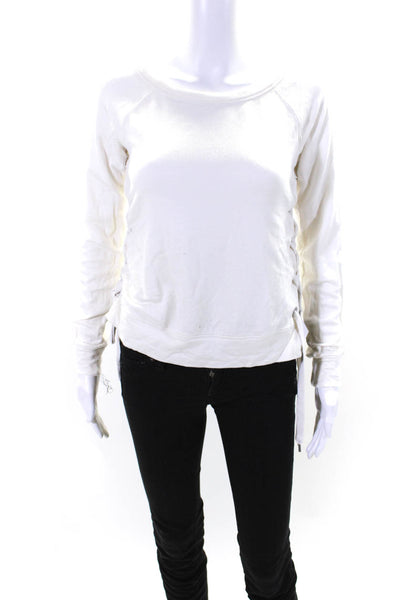 Bailey 44 Womens Lace Up Sides Long Sleeves Sweatshirt White Size Extra Small