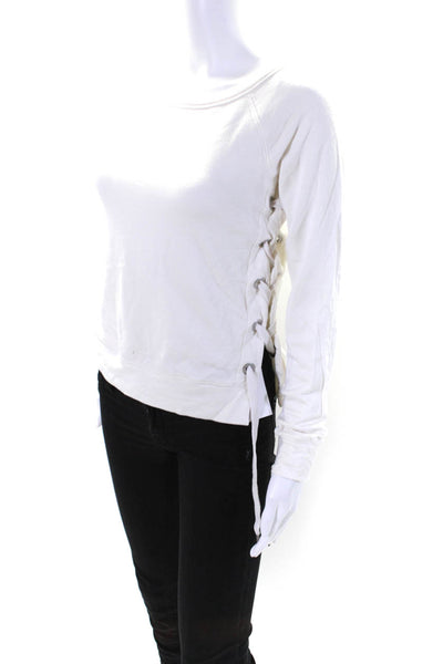 Bailey 44 Womens Lace Up Sides Long Sleeves Sweatshirt White Size Extra Small