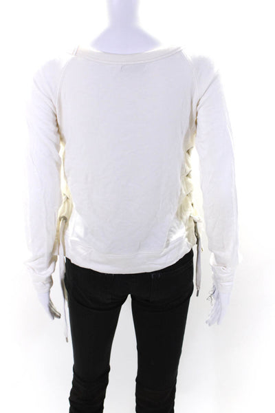 Bailey 44 Womens Lace Up Sides Long Sleeves Sweatshirt White Size Extra Small