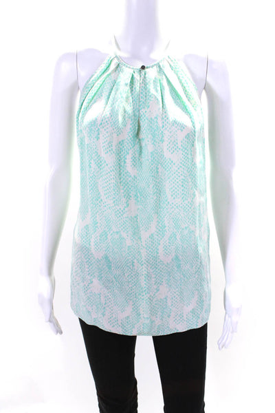 Jay Godfrey Womens Silk Snakeskin Print Tank Top Turquoise White Size 0