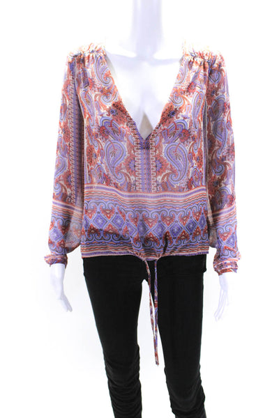 Ecru Womens Paisley Print Long Sleeves Blouse Multi Colored Size Extra Small