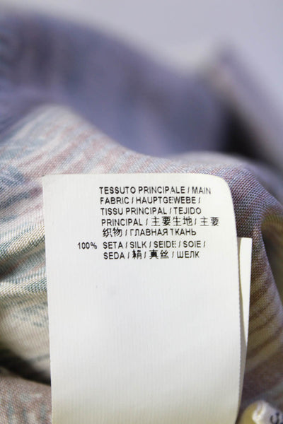 Marni Womens Silk Striped Print Round Neck Zipped Blouse Brown Size EUR38