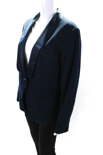 Jason Wu Womens Darted Collared Buttoned Long Sleeve Blazer Jacket Blue Size 16
