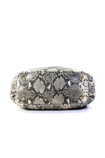 Gili Womens Leather Animal Print Snapped Buttoned Shoulder Handbag Beige