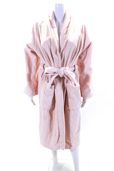 Frette Womens Terry Collared Long Sleeve Open Front Belted Robe Pink Size S