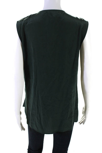 Artelier Nicole Miller Womens Silk Draped Sleeveless Blouse Top Green Size L