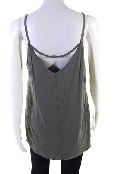 Ecru Womens Layered Leather V-Neck Pullover Tank Top Blouse Gray Size L