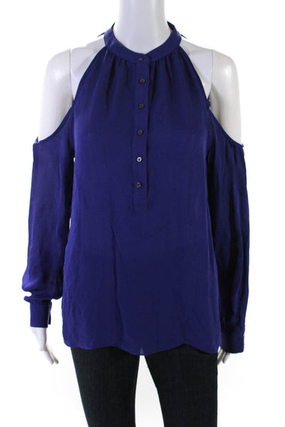 Artelier Nicole Miller Womens Silk High Neck Pullover Blouse Top Purple Size M