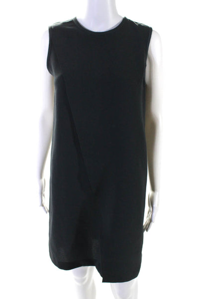 Vince Womens Crepe Draped Crew Neck Sleeveless Zip Up Shift Dress Gray Size 4