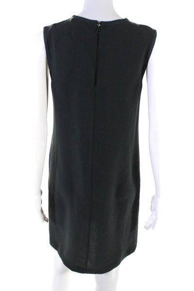 Vince Womens Crepe Draped Crew Neck Sleeveless Zip Up Shift Dress Gray Size 4