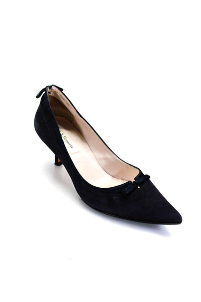 L.K. Bennett Womens Suede Pointed Toe Low Heels Pumps Navy Size 36 6