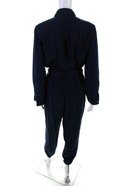 Velvet Heart Womens Long Sleeve Button Down Straight Leg Jumpsuit Blue Size XS