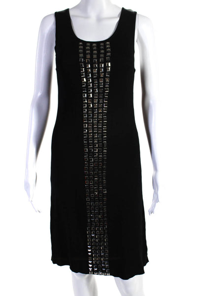 BCBG Max Azria Womens Geometric Studded Round Neck Tank Dress Black Size XS