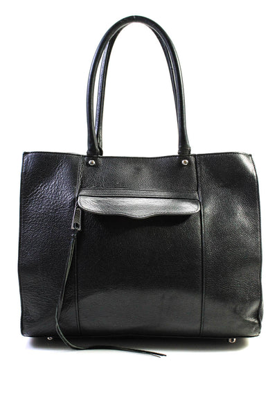 Rebecca Minkoff Womens Leather Snapped Buttoned Tassel Shoulder Handbag Black