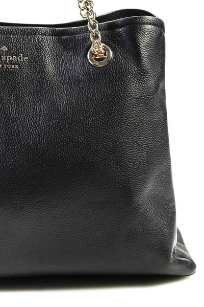 Kate Spade Womens Medallion Quilted Zip Chain Strap Snap Shoulder Handbag Black