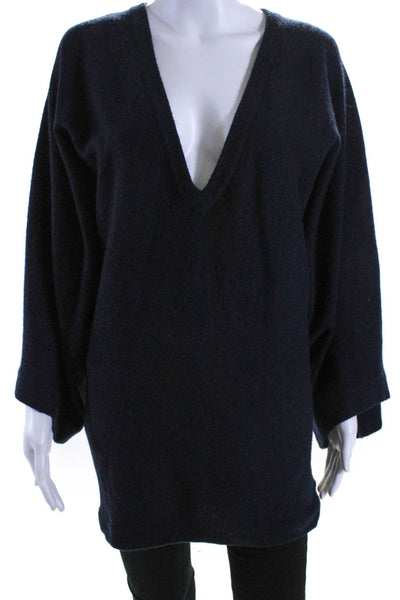 Elizabeth and James Womens Cashmere V Neck Sweater Navy Blue Size Extra Small