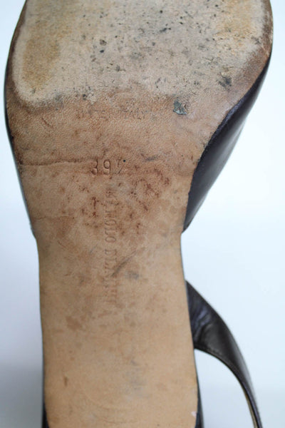 Manolo Blahnik Womens Pointed Toe Slip-On Slingbacks Heels Brown Size EUR39.5