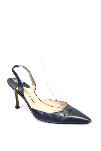 Manolo Blahnik Womens Pointed Toe Stiletto Heels Slingbacks Black Size EUR39.5