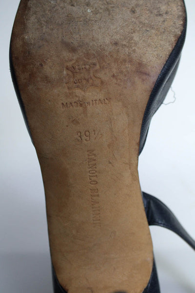 Manolo Blahnik Womens Pointed Toe Stiletto Heels Slingbacks Black Size EUR39.5