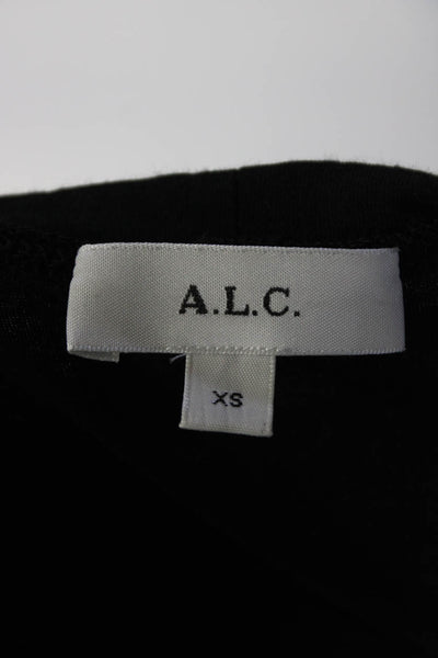 A.L.C. Womens Puffy Long Sleeves Tee Shirt Black Cotton Size Extra Small