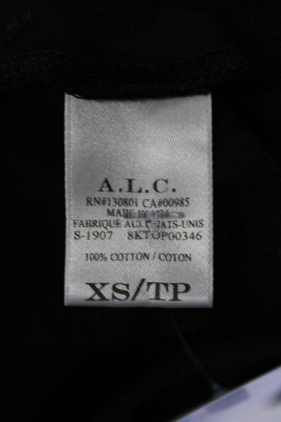 A.L.C. Womens Puffy Long Sleeves Tee Shirt Black Cotton Size Extra Small